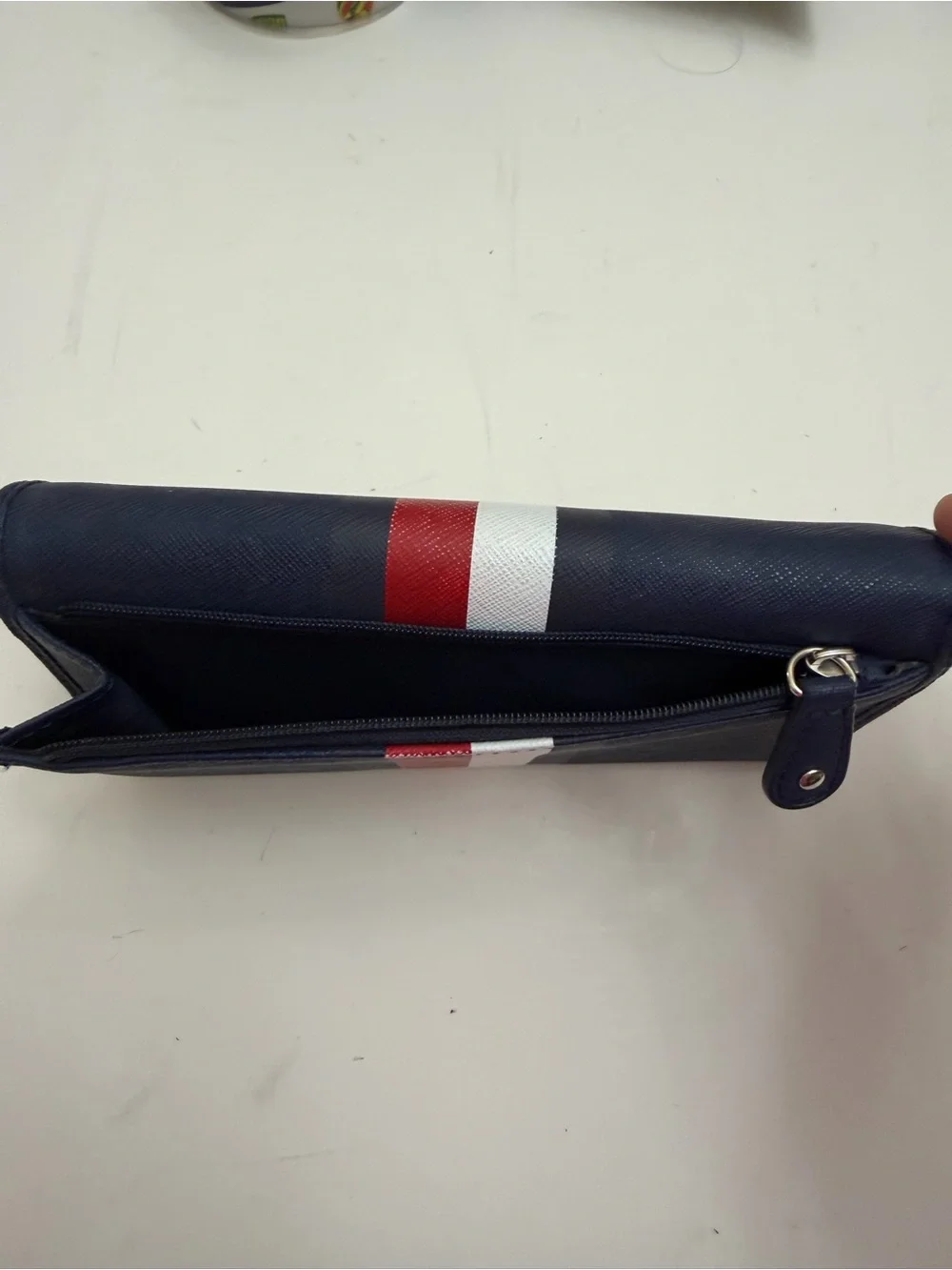 Tommy Hilfiger Navy Wallet with Red and White Center Stripe
